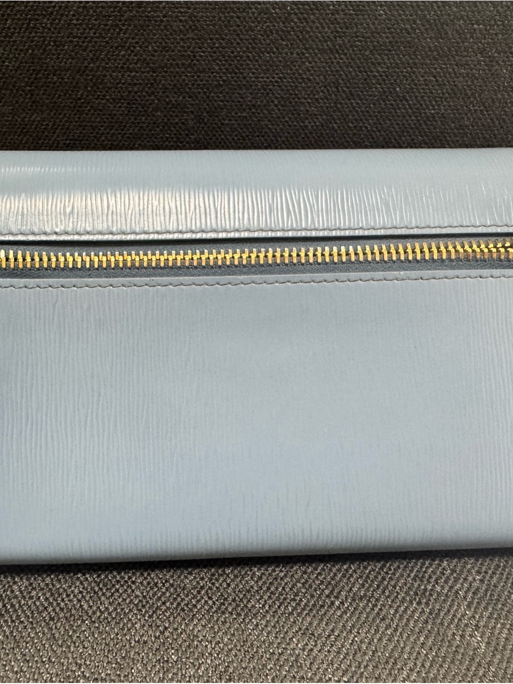 Prada Powder Blue Saffiano Leather Continental Wallet with Gold Logo - Picture 8 of 13